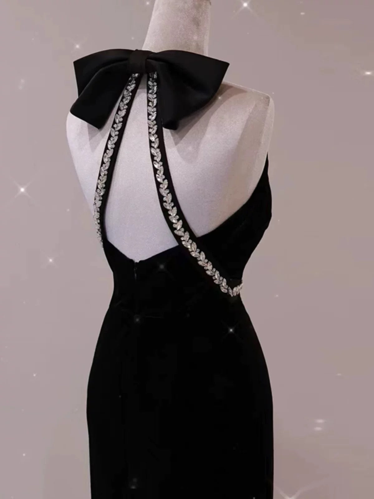 Glam Mermaid Scoop Black Tie Kleid Ballkleider Samt Abend Lang Semi Formales Kleid RB3740