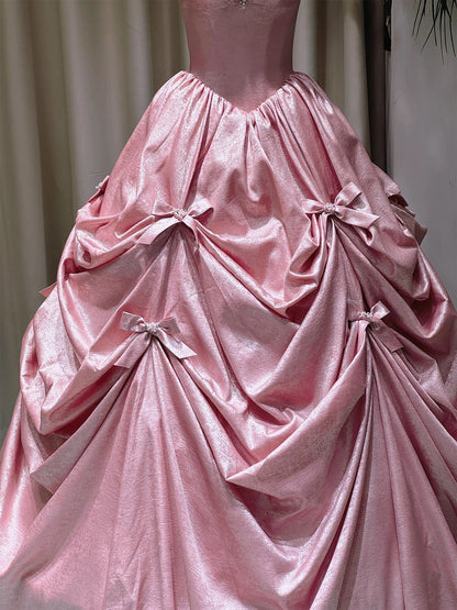 Cute Prom Dress Ball Gown Sweetheart Pink With Beads Floor Length Quinceanera Dresses Evening Formal Outfits RB5195