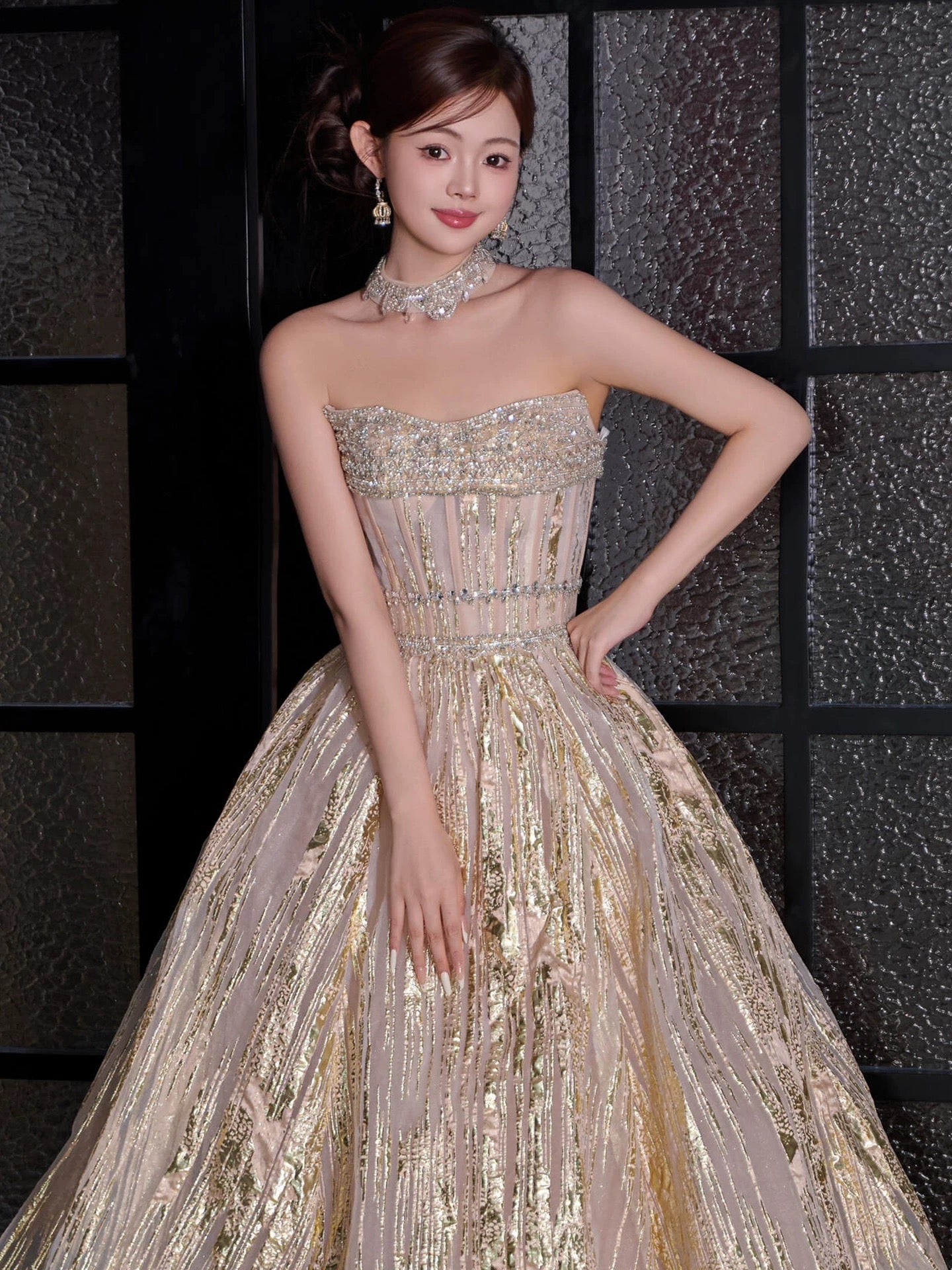 Prinzessin Abschlussballkleider Ballkleid Sweetheart Gold Pailletten Sweet 16 Abend Langes Formelles Kleid RB3752