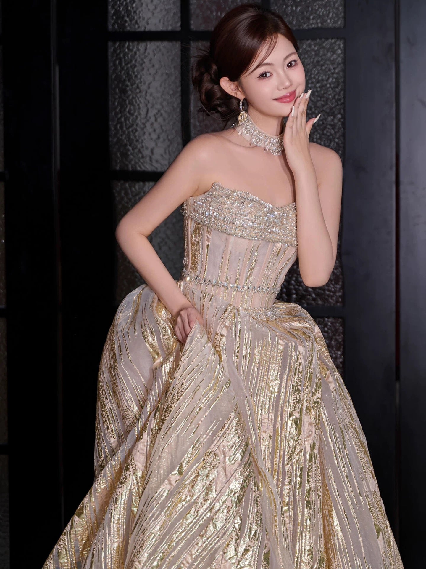 Prinzessin Abschlussballkleider Ballkleid Sweetheart Gold Pailletten Sweet 16 Abend Langes Formelles Kleid RB3752