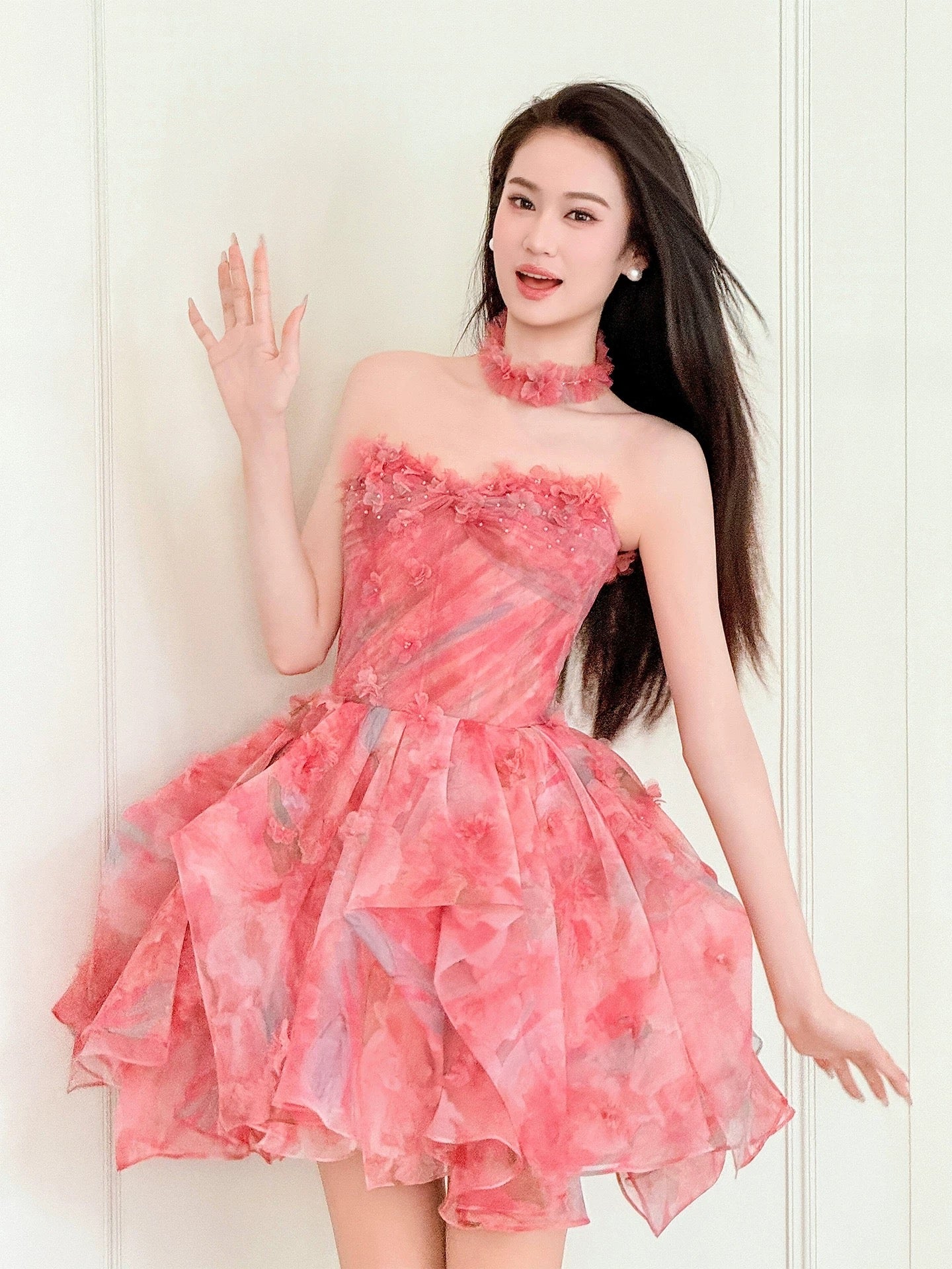 Pretty Ball Gown Strapless Pink Floral Mini Short Cocktail Homecoming Dresses Ideas Hoco Outfits RB5168