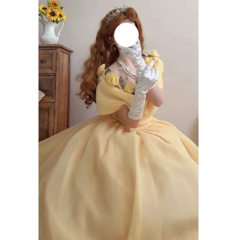 Cute Ball Gown Off The Shoulder Yellow Sweet 16 Dresses Quinceanera Dress Long 15 Vestidos De Fiesta N2026