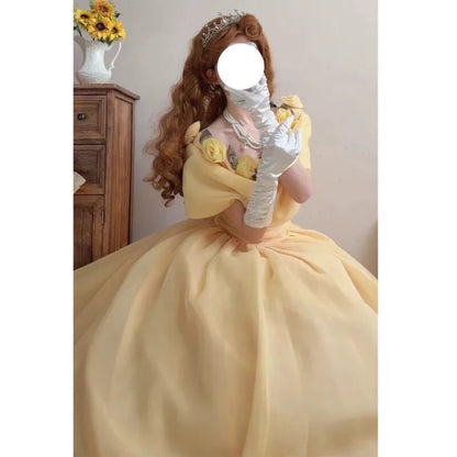 Cute Ball Gown Off The Shoulder Yellow Sweet 16 Dresses Quinceanera Dress Long 15 Vestidos De Fiesta N2026