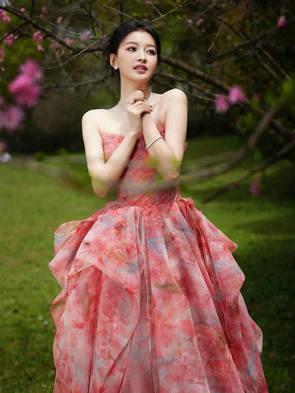Elegantes Ballkleid, herzförmiger Ausschnitt, rosa, lange Partykleider, Abschlussballkleider N2028