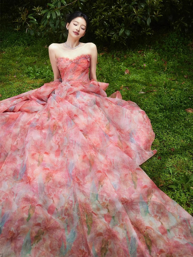 Elegantes Ballkleid, herzförmiger Ausschnitt, rosa, lange Partykleider, Abschlussballkleider N2028