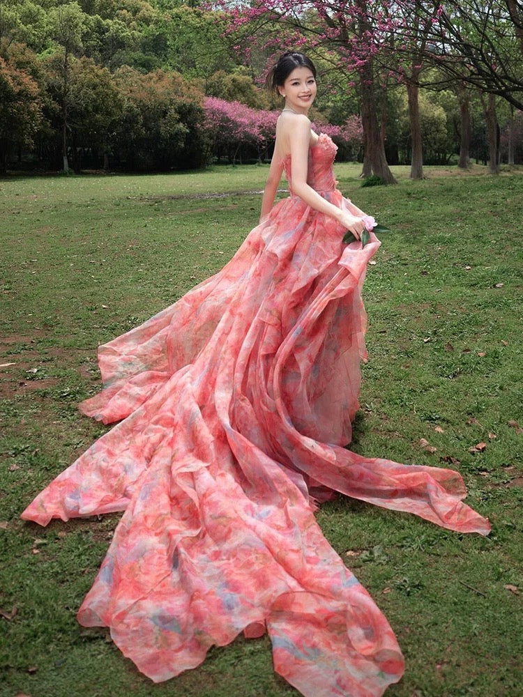 Elegantes Ballkleid, herzförmiger Ausschnitt, rosa, lange Partykleider, Abschlussballkleider N2028