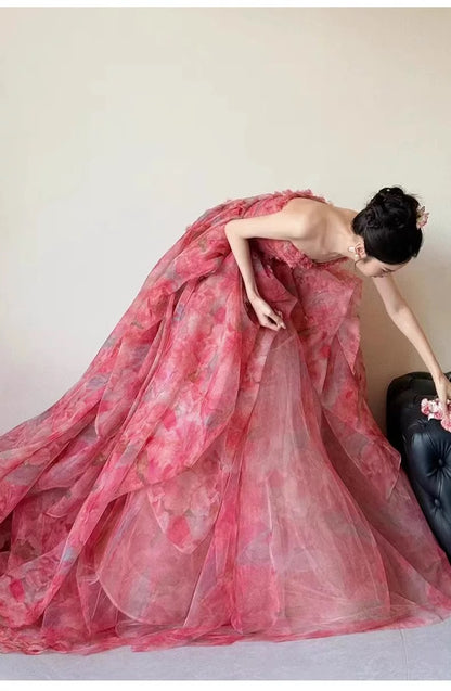 Elegantes Ballkleid, herzförmiger Ausschnitt, rosa, lange Partykleider, Abschlussballkleider N2028