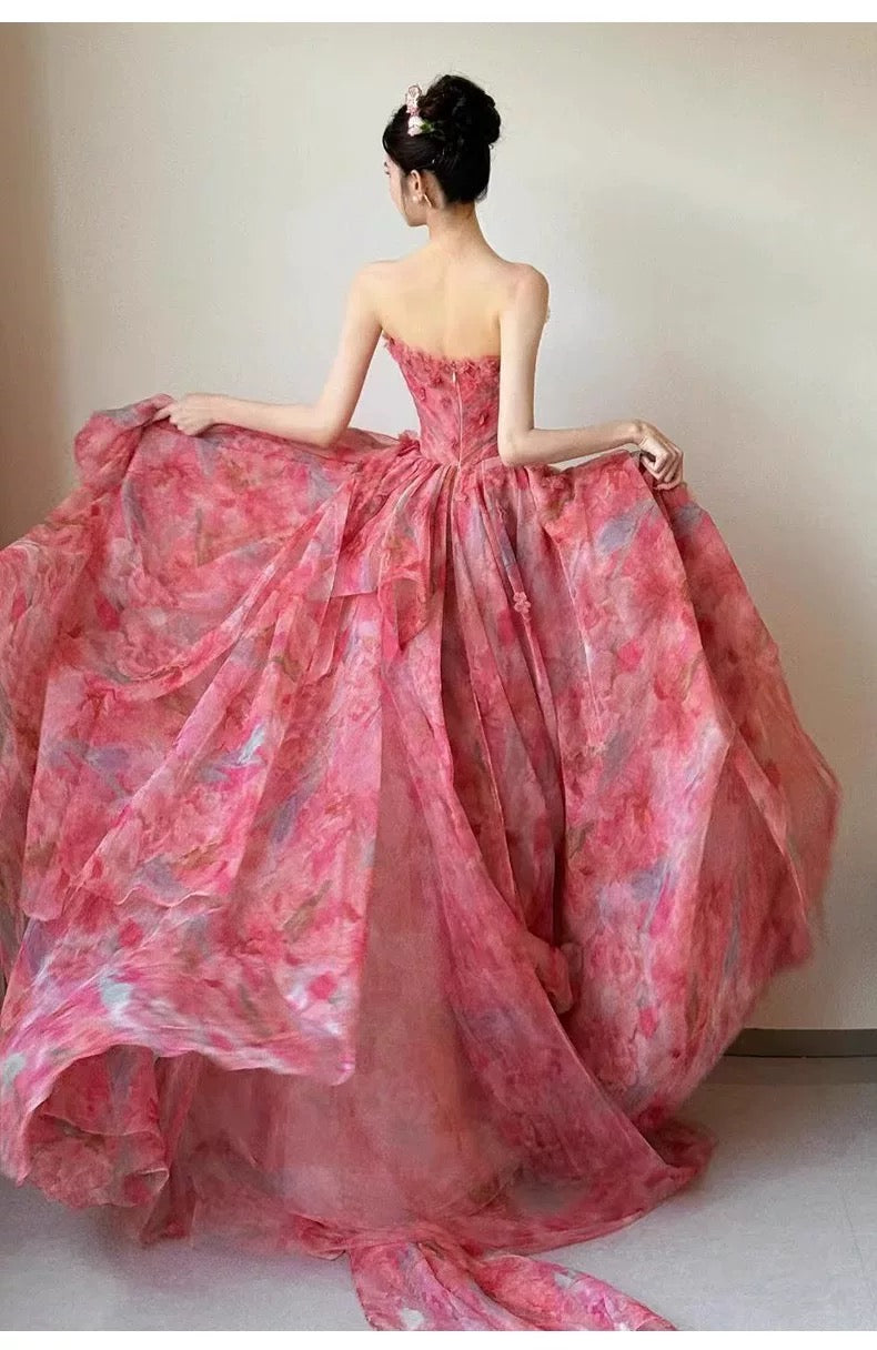 Elegantes Ballkleid, herzförmiger Ausschnitt, rosa, lange Partykleider, Abschlussballkleider N2028