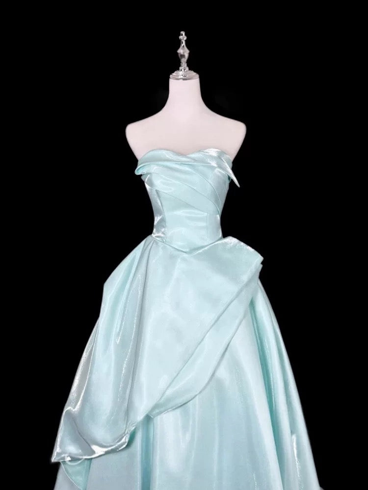 Robes de Soirée Longues Bleu Ciel Épaule Dénudée Robes de Bal Mignonnes N2028