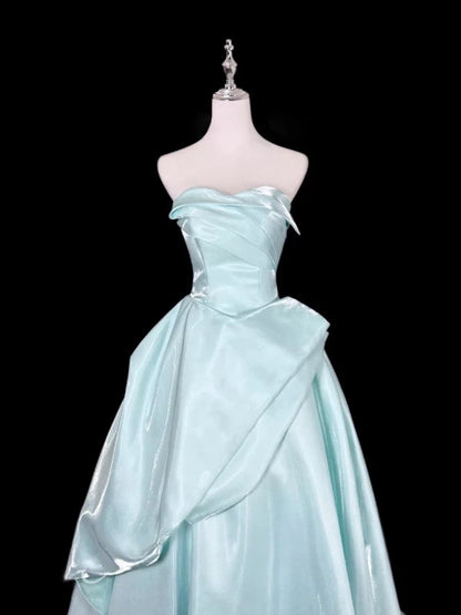 Robes de Soirée Longues Bleu Ciel Épaule Dénudée Robes de Bal Mignonnes N2028