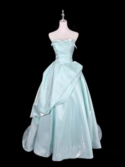 Robes de Soirée Longues Bleu Ciel Épaule Dénudée Robes de Bal Mignonnes N2028