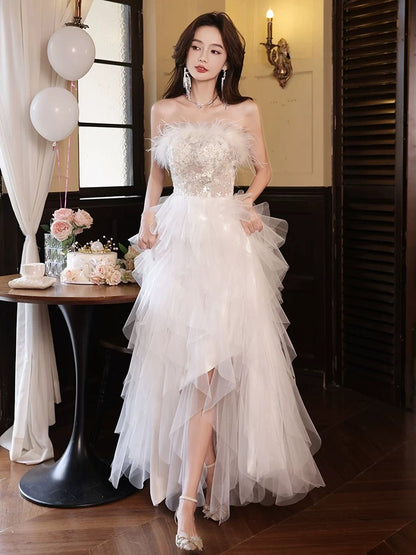 Elegantes A-Linien-Sweetheart-Kleid aus schwarzem Tüll mit Rüschen, lange Partykleider Ballkleider N2037