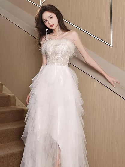 Elegantes A-Linien-Sweetheart-Kleid aus schwarzem Tüll mit Rüschen, lange Partykleider Ballkleider N2037