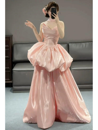 Niedliches Ballkleid, schulterfrei, Pink, lange Partykleider, Abschlussballkleider N2040