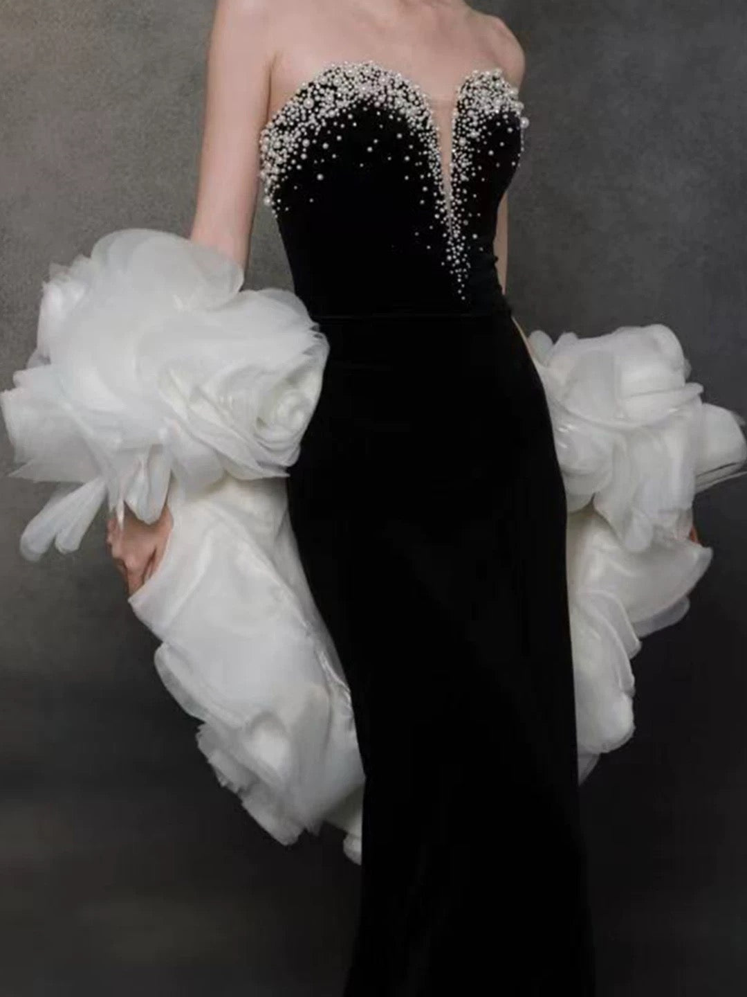 Robe de soirée sexy sirène noire décolletée avec cape, longue robe de bal, tenue de soirée, robe tendance N1808
