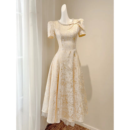Einfaches A-Linien-Partykleid mit U-Ausschnitt, rosa Satin, knöchellang, für den Abschlussball N2048