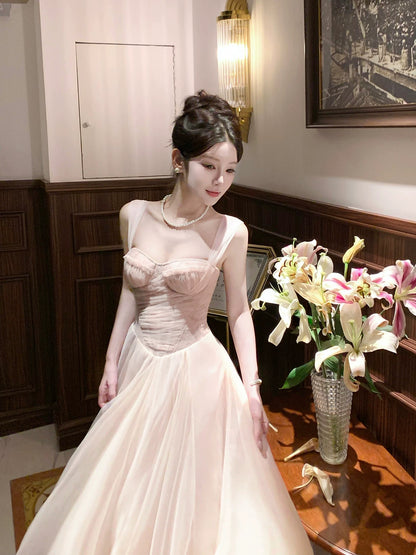 Princess A Line Sweetheart With Straps Tulle Inspiration Long Wedding Party Guest Dresses N2055