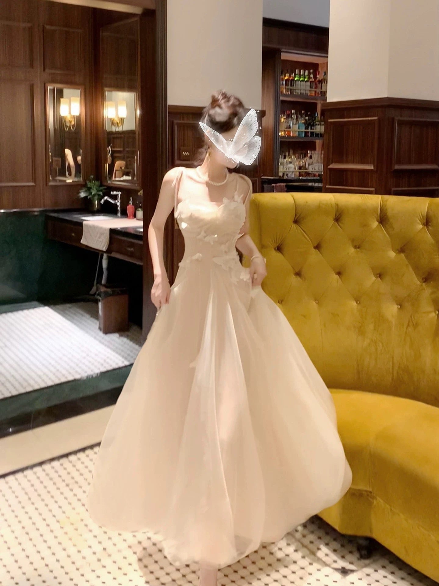 Robes de bal longues pour femmes, style français modeste, bretelles spaghetti, tulle, ligne A, tenues de soirée formelles N2075