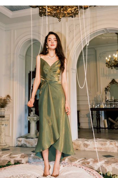Elegantes Etuikleid mit Spaghettiträgern in Grün für Damen, Mädchen und Teenager – Ballkleider N2178