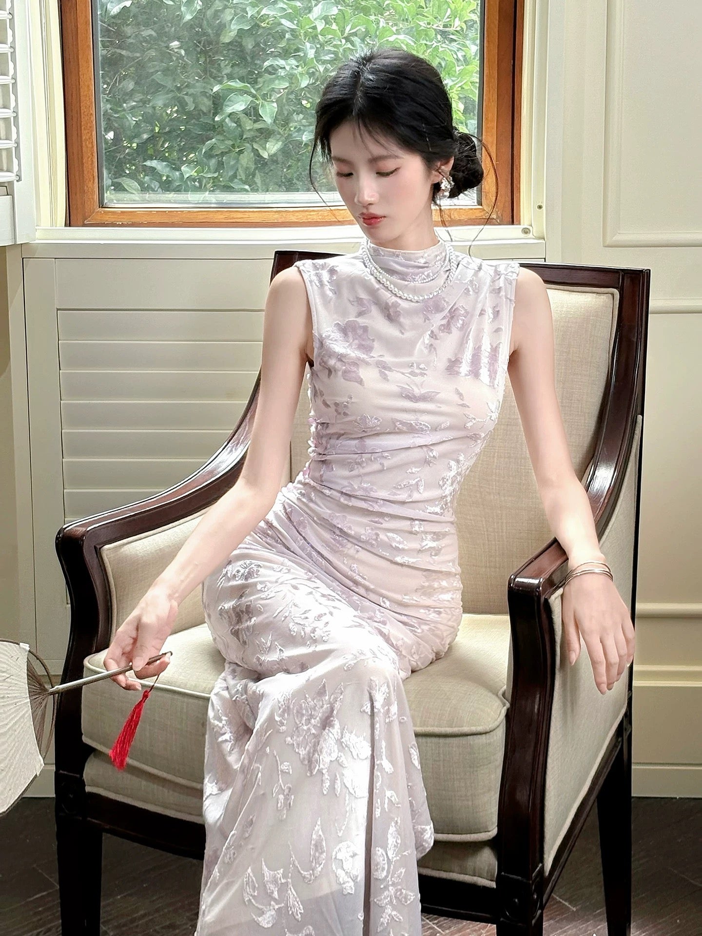 Robes de soirée de printemps Chic Fourreau Col Haut Dentelle Inspiration Invitées de Mariage N2183