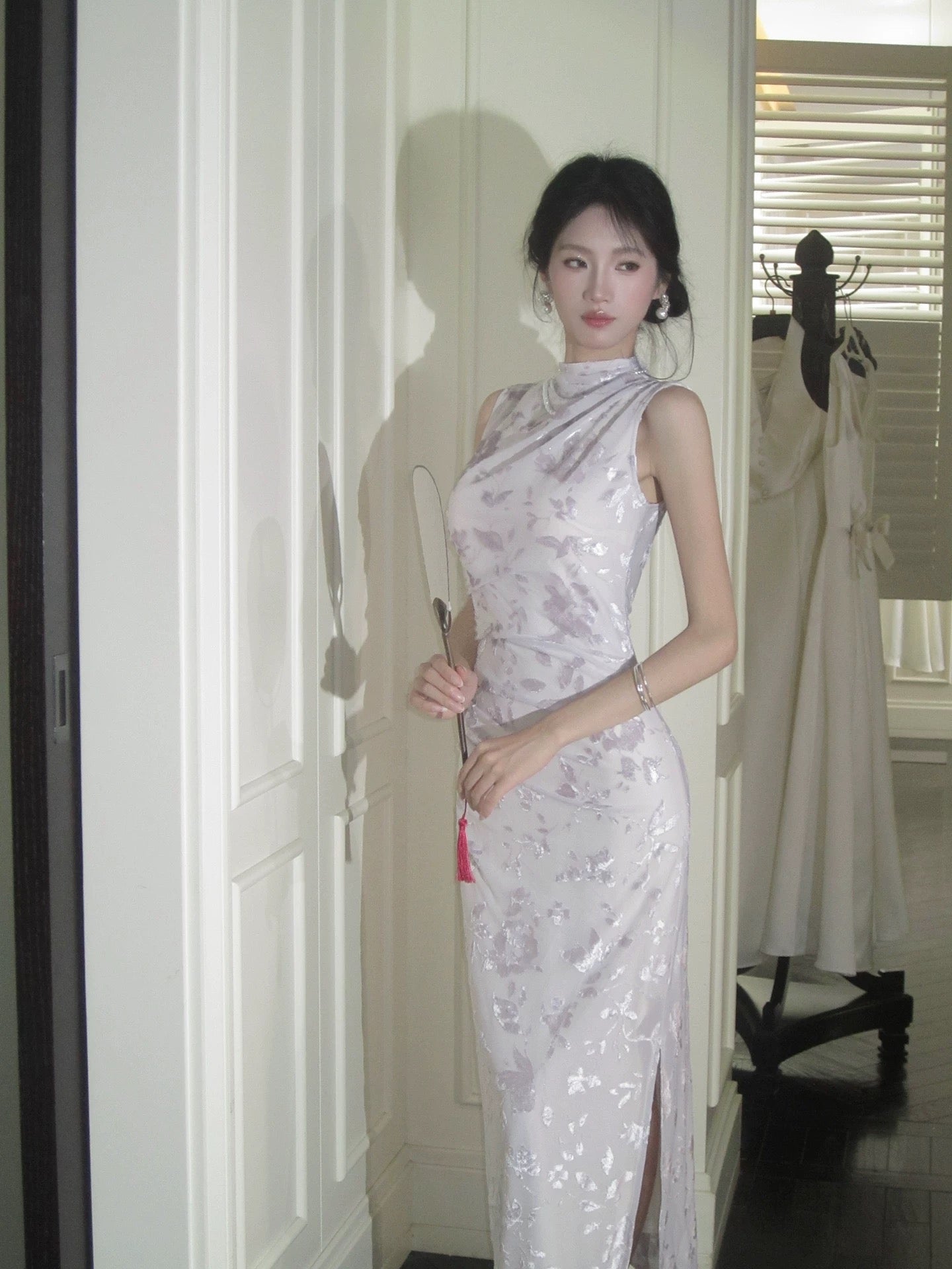 Robes de soirée de printemps Chic Fourreau Col Haut Dentelle Inspiration Invitées de Mariage N2183
