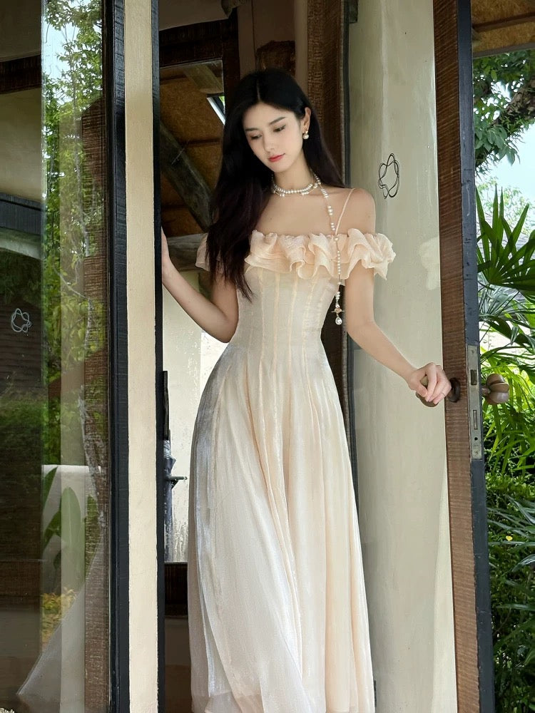 Classy A Line Spaghetti Strap Pink Off The Shoulder Long For Women Girls Teens Prom Dresses N2220