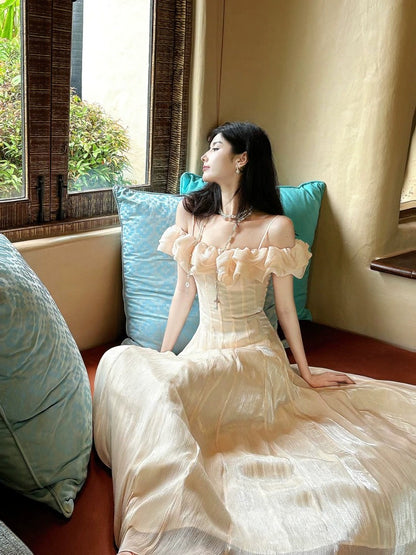 Classy A Line Spaghetti Strap Pink Off The Shoulder Long For Women Girls Teens Prom Dresses N2220