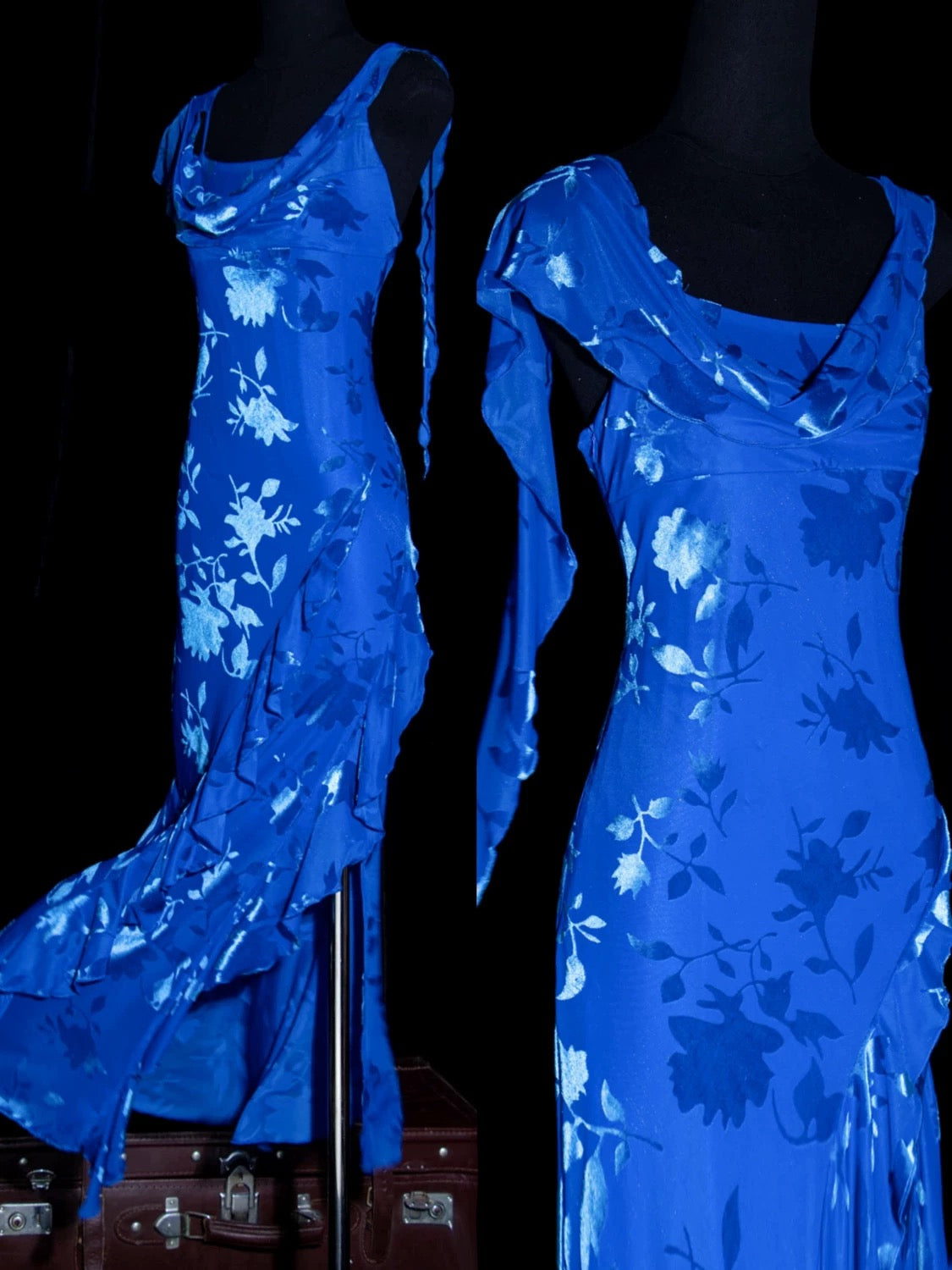 Simple Robe de bal sirène d'été bleu roi à fines bretelles pour femmes et adolescentes N2224