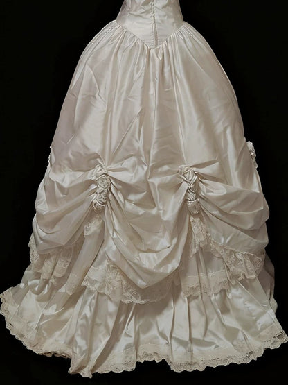 Robe de mariée féerique, style bal, épaules dénudées, en satin à manches longues, référence N1676