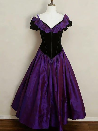 Magnifique robe de bal violette à épaules dénudées et volants, idéale pour les lycéennes, les adolescentes et les jeunes filles. Robe de fin d'année N1683