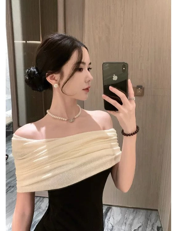 Sexy Mermaid Off The Shoulder Black Long Cruise Ship Formal Night Evening Dresses 19th Birthday Outfit RB5734