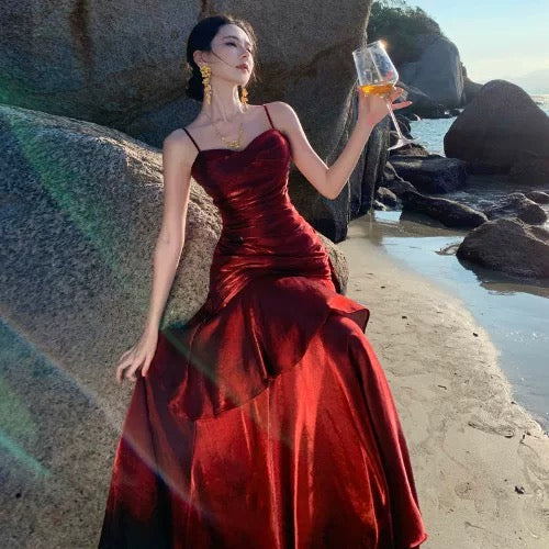 Mystical Mermaid Spaghetti Strap Navy Blue Date Night Evening Birthday Outfit Formal Prom Dresses RB5668
