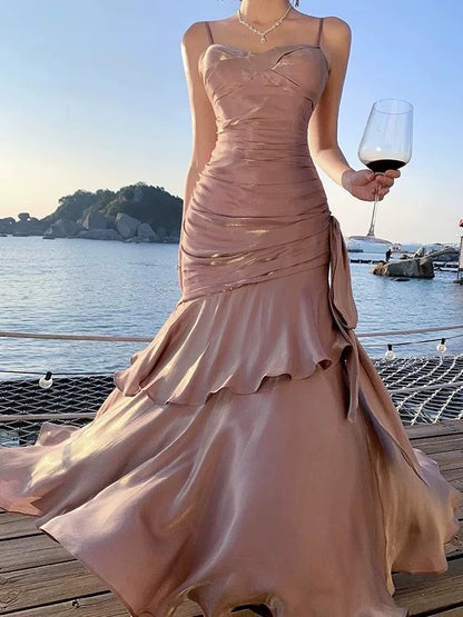 Mystical Mermaid Spaghetti Strap Navy Blue Date Night Evening Birthday Outfit Formal Prom Dresses RB5668