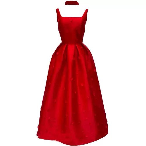 Modest A line Square Neck Pink Satin Sleeveless Date Night Outfits Formal Prom Gown 19th Birthday Dresses RB5691