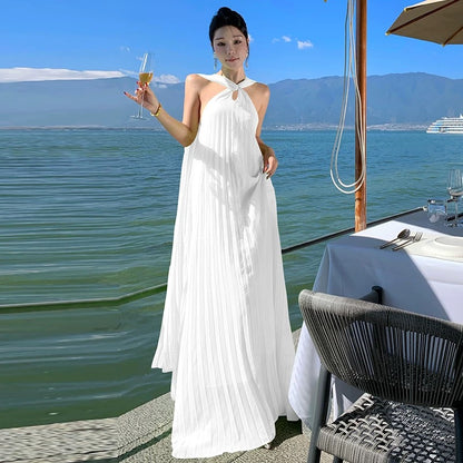 Mystical A Line Halter Blue Chiffon With Scarf Floor Length Date Night Outfits Formal Gown 18th Birthday Dresses RB5685