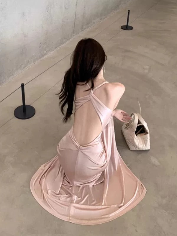 Sexy Mermaid V Neck Pink With Ruffled Date Night Outfits Semi Formal Prom Wedding Guest Dresses RB5364