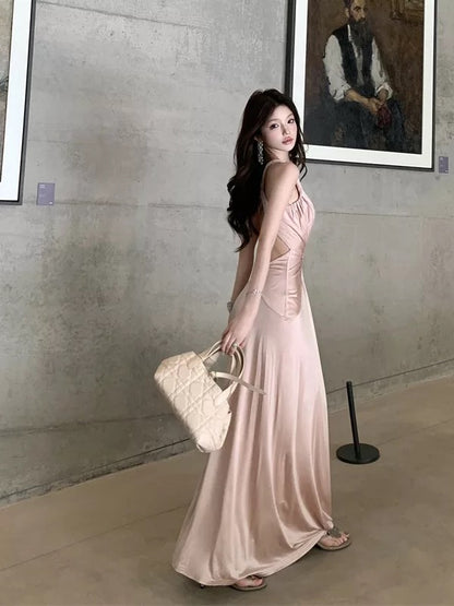 Sexy Mermaid V Neck Pink With Ruffled Date Night Outfits Semi Formal Prom Wedding Guest Dresses RB5364