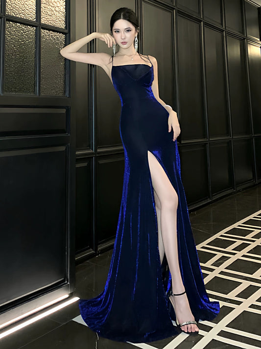Sparkly Mermaid Spaghetti Strap Royal Blue Sequin Cruise Ship Formal Night Evening Dresses 18th Birthday Outfit RB5605