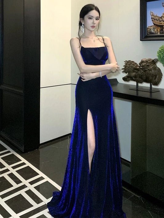 Sparkly Mermaid Spaghetti Strap Royal Blue Sequin Cruise Ship Formal Night Evening Dresses 18th Birthday Outfit RB5605