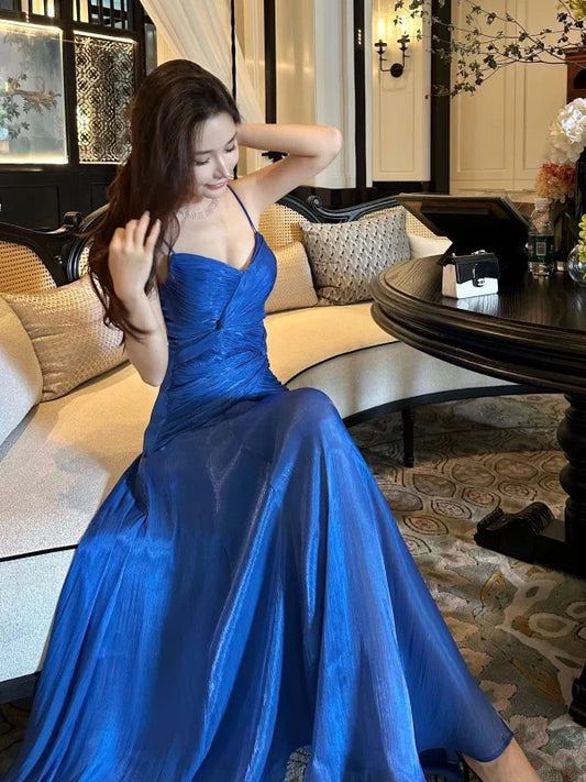 Sexy Mermaid Spaghetti Strap Royal Blue Cruise Ship Formal Night Evening Dresses 18th Birthday Outfit RB5607