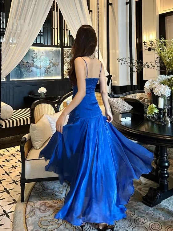 Sexy Mermaid Spaghetti Strap Royal Blue Cruise Ship Formal Night Evening Dresses 18th Birthday Outfit RB5607