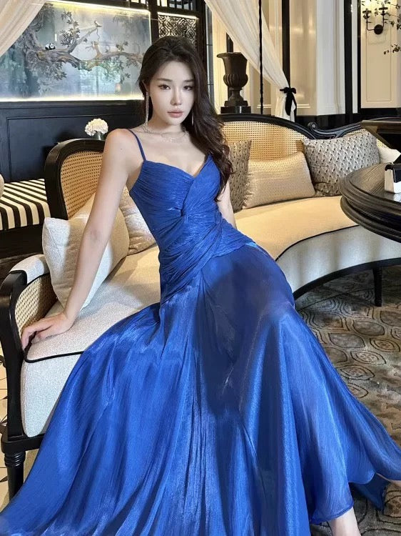 Sexy Mermaid Spaghetti Strap Royal Blue Cruise Ship Formal Night Evening Dresses 18th Birthday Outfit RB5607