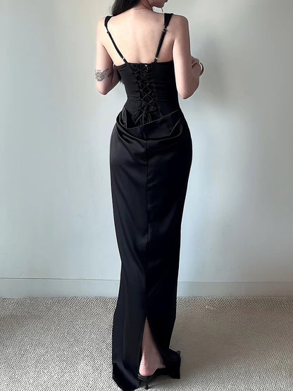 French Style Mermaid Square Neck White Satin Date Floor Length Night Evening Outfit Formal Prom Dresses RB5410