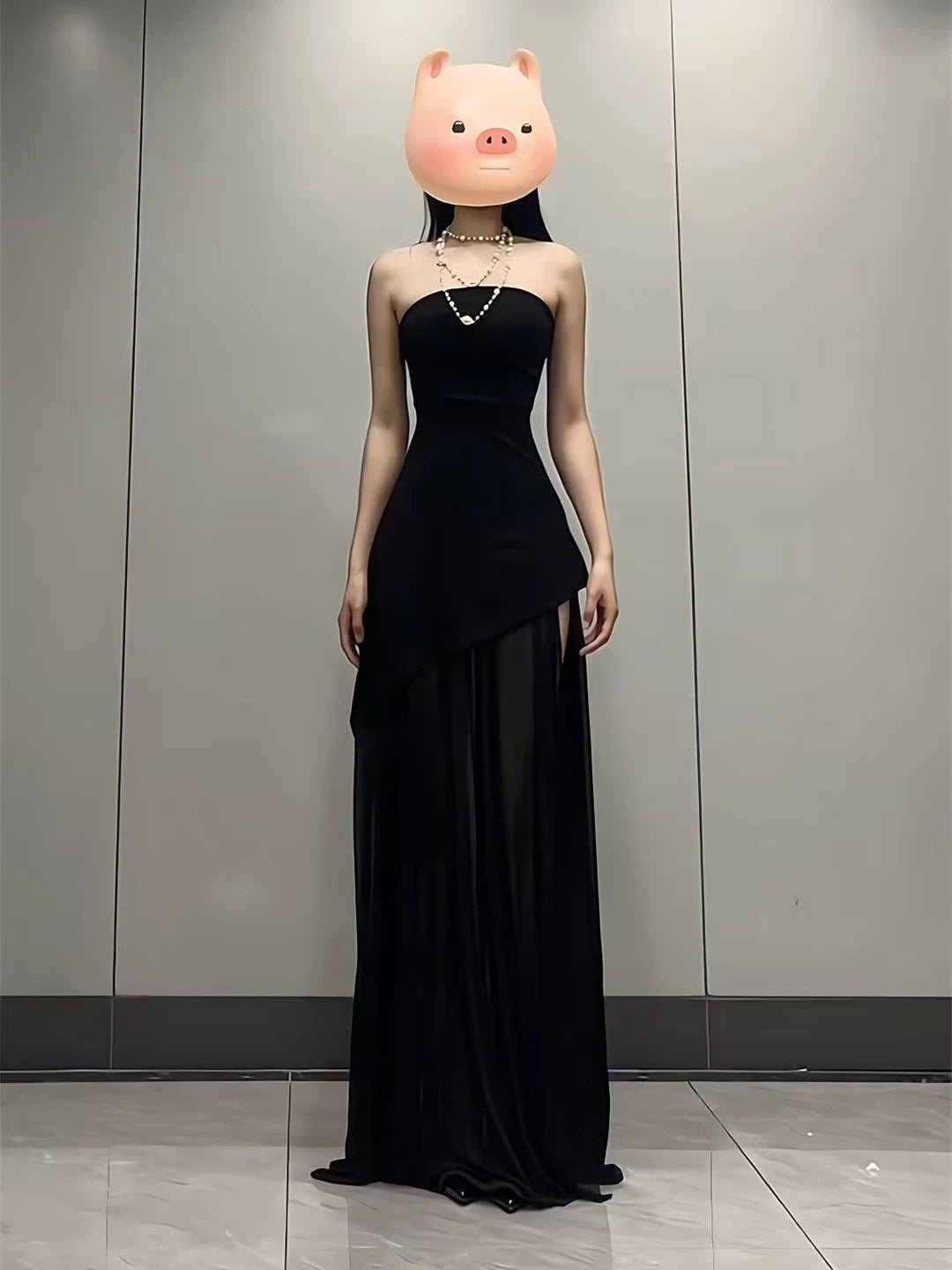 Stunning A Line Strapless Red Chiffon With Slit Date Night Birthday Outfit Formal Wedding Guest Dresses For Women RB5612