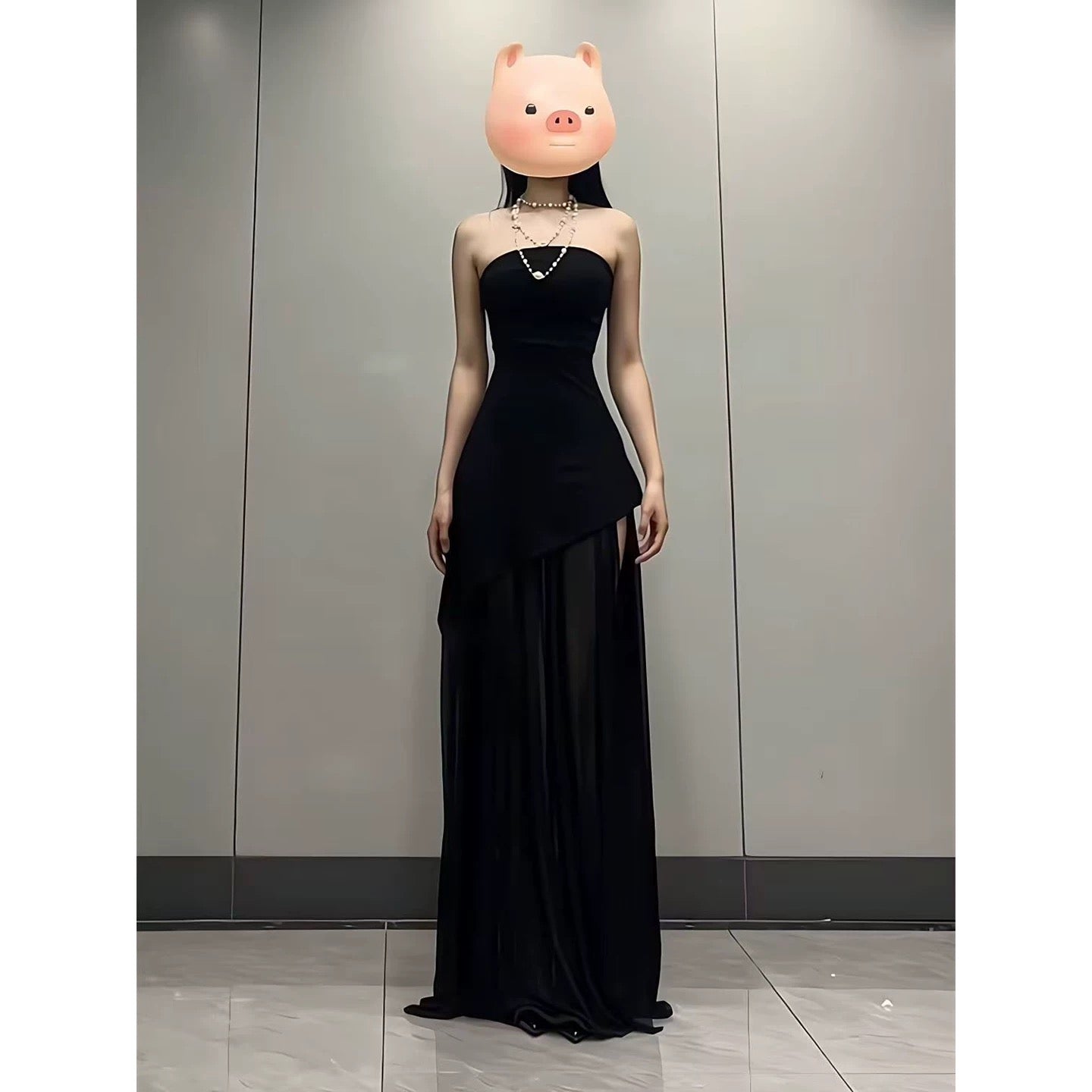 Stunning A Line Strapless Red Chiffon With Slit Date Night Birthday Outfit Formal Wedding Guest Dresses For Women RB5612