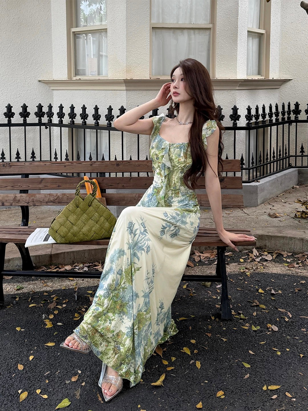 Sexy A line Square Neck Green Cruise Ship Formal Night Evening Dresses 18th Birthday Outfit RB5625