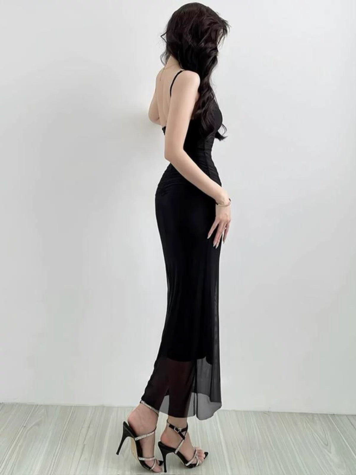 Dreamy Mermaid Spaghetti Strap Black Tulle Cruise Ship Formal Night Evening Dresses 18th Birthday Outfits RB5653