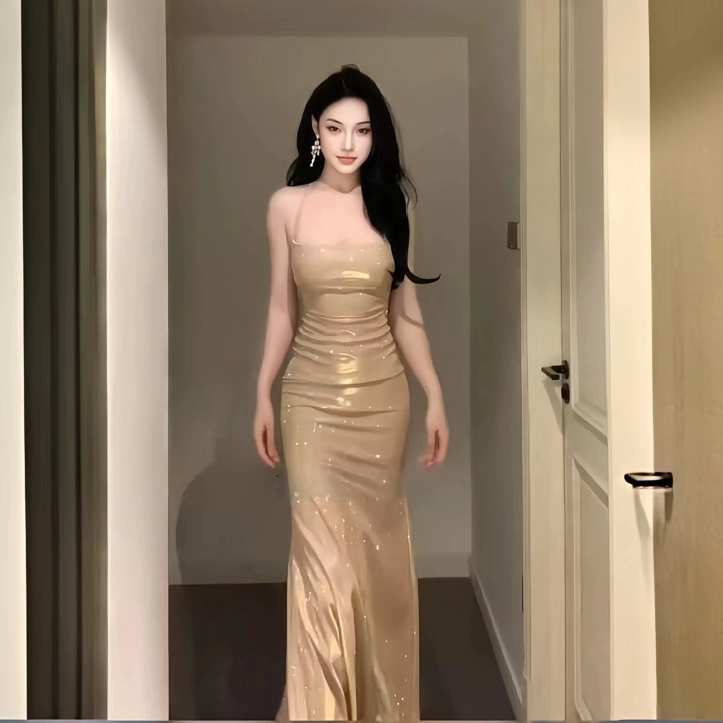 Delicate Mermaid Halter Burgundy With Ruffled Long Cruise Ship Formal Night Evening Dresses 19th Birthday Outfits RB5648