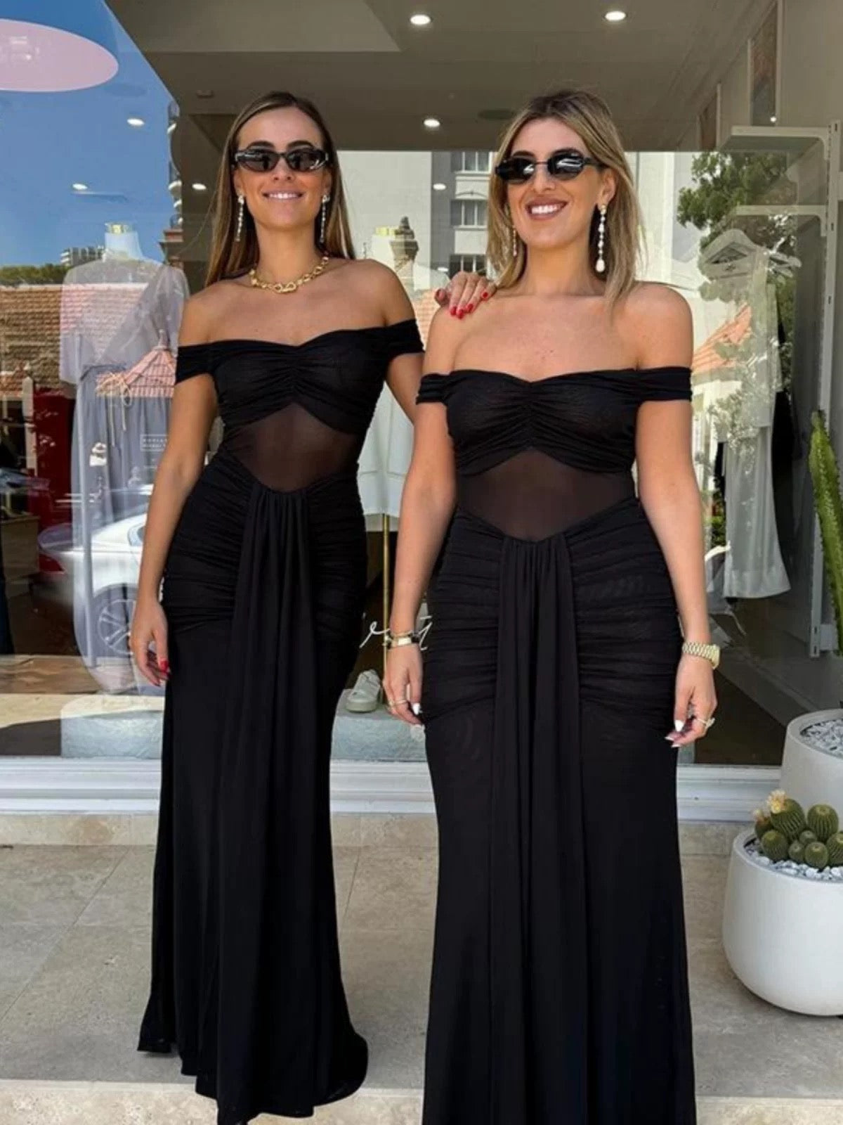 Sexy Mermaid Off The Shoulder Black Tie Dress With Ruffled Date Night Evening Outfit Formal Prom Dresses RB5424