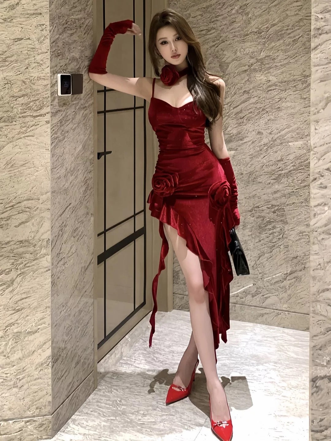 Modest Mermaid Spaghetti Strap Burgundy High Low Beach Holiday Outfits Date Night 19th Birthday Outfit Formal Dresses RB5739